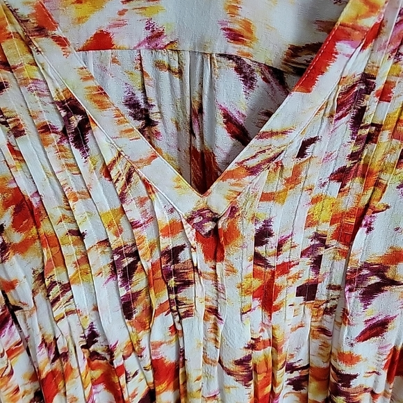 Terra & Sky Plus Size 1x Pullover V Neck Top, 3/4 Sleeve, Multicolor - Picture 3 of 10